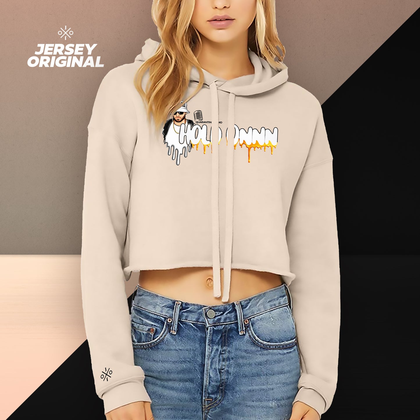 Heather Dust 'Hold Onn' Women's Cropped Fleece Hoodie